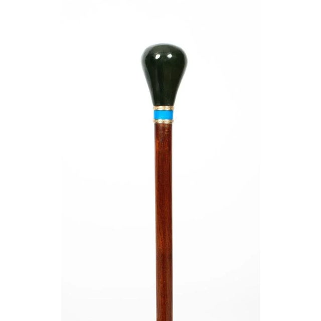 Antique Russian Silver Gilt and Jade Enamel Walking Stick, 1800s For Sale - Image 3 of 11