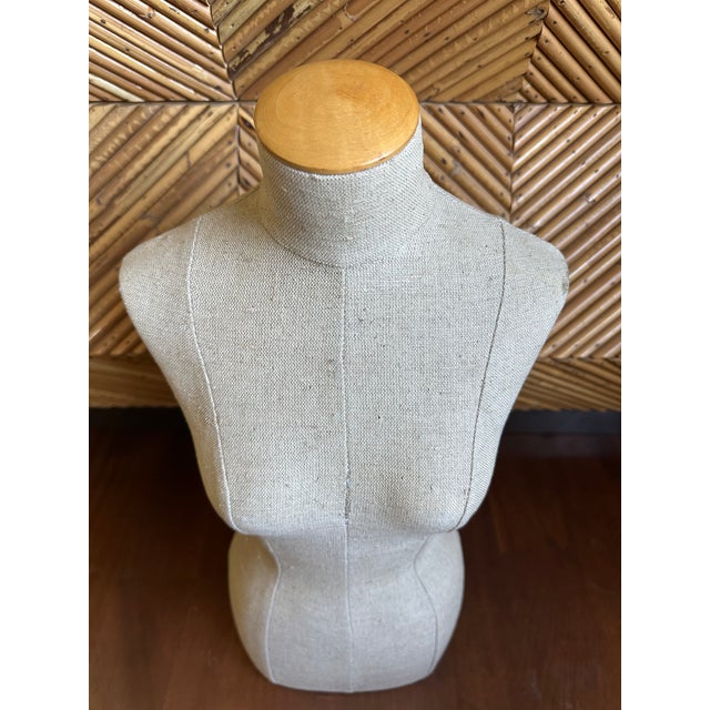 Wood Vintage French Tabletop Linen Female Form Sculpture For Sale - Image 7 of 13