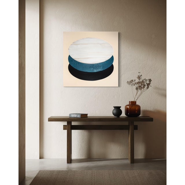 Two stacked ellipses split this square canvas into something closer to a landscape than a pure abstraction: a pale,...