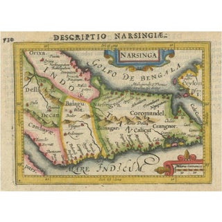 Miniature Map of India and Ceylon by Bertius, 1616 For Sale