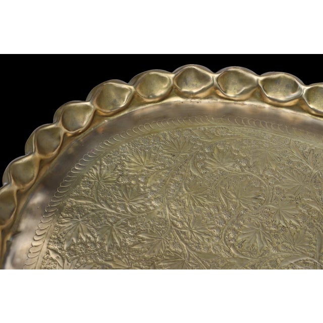 Gold Islamic Ottoman with Brass Table Tray, 1950s For Sale - Image 8 of 18