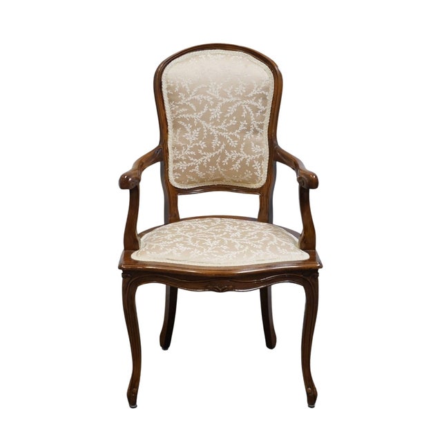 French Provincial High End Vintage Country French Provincial Solid Cherry Dining Arm Chair For Sale - Image 3 of 9