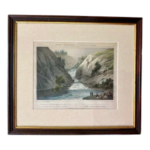 1820s Falls of Mount Ida, Above the Town of Troy. Original Lithograph by Jacques Milbert