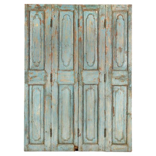 Vintage Patinated 4-Door Room Divider For Sale