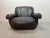 Mid-Century Modern Large Italian Space Age Postmodern Black Leather Lounge Chair with Brass Buttons and Cord Lacing from Busnelli, 1970s For Sale - Image 3 of 14