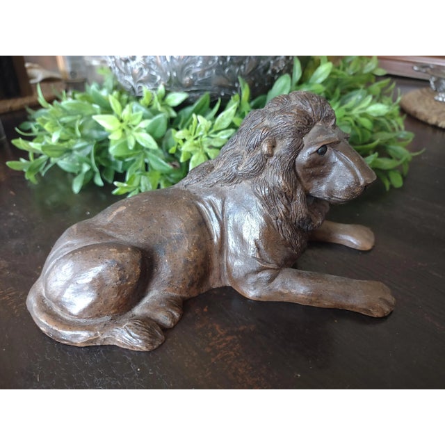 Vintage 1970s Resin Lion Statue | Chairish