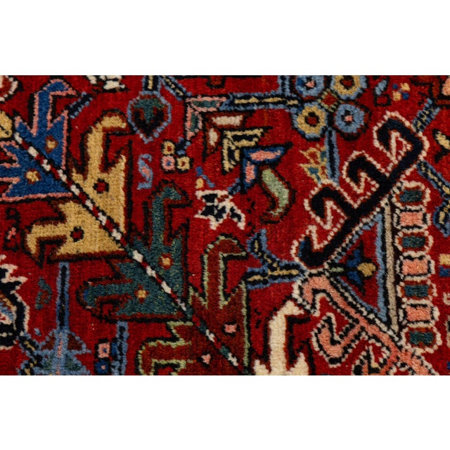 Textile 10x18 Antique Persian Heriz Red Rug – Oversized Hand-Knotted Wool Masterpiece For Sale - Image 7 of 11