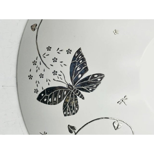 1980s Emilia Castillo Large Porcelain & Pure Silver Butterfly Bowl, Taxco Mexico For Sale - Image 13 of 18