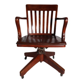 Turn of the Century Bank of England Jury Yale Library Swivel Tilt Desk Chair For Sale
