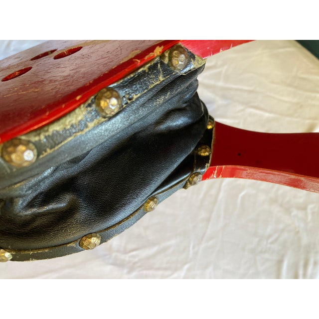 Vintage Red Fireplace Bellows With Eagle Emblem For Sale - Image 10 of 10