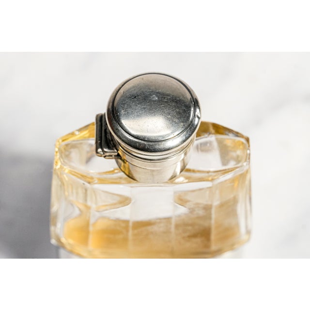 1910s Miniature Antique Gorham Faceted Crystal Antique Sterling Silver Flask For Sale - Image 5 of 15