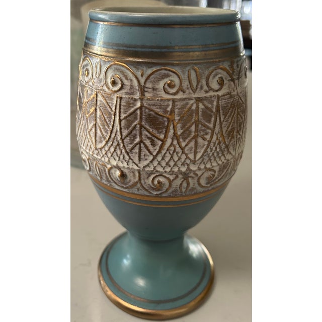 Mid-Century Modern 1960’s Vee Jackson California Pottery Hand Decorated Gilded Chalice Vase For Sale - Image 3 of 7