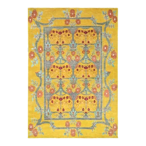 Hand Knotted Wool & Silk Ushak Rug. 10'01" X 14'04"