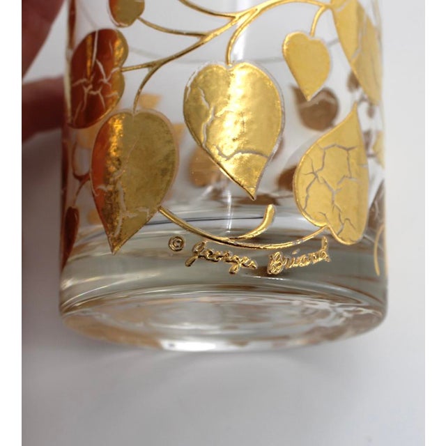 Mid-Century Modern 1960s Georges Briard Double Old Fashioned Glasses, 22k Gold Leaf Design - Set of 8 For Sale - Image 3 of 8