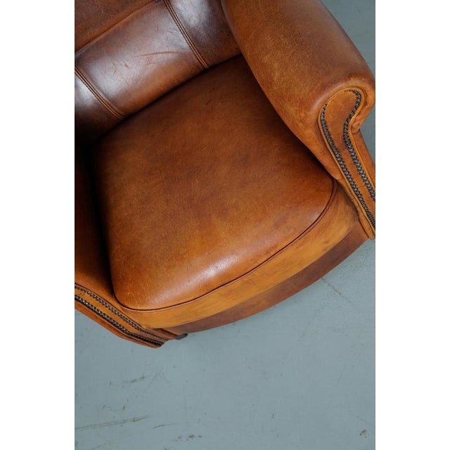 Vintage Dutch Cognac Colored Leather Club Chair For Sale - Image 17 of 18