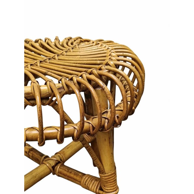 Franco Albini Bamboo and Rattan Circular Stool attributed to Franco Albini, Italy, 1960s For Sale - Image 4 of 8