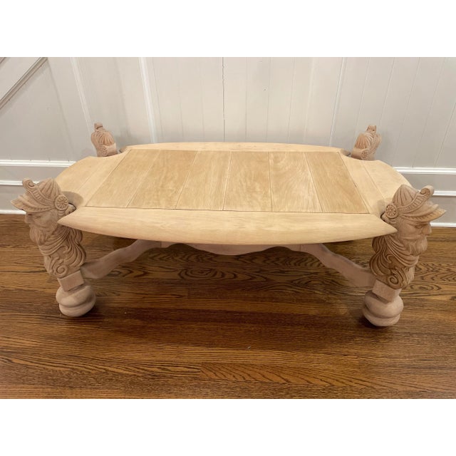 French Bleached Oak Coffee Table From Estate in France, British Colonial Style - 20th Century For Sale - Image 10 of 12