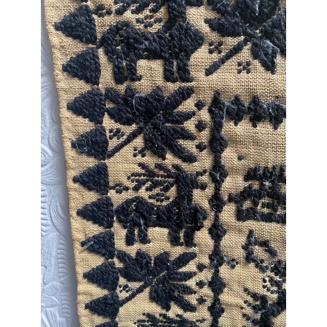 Circa 1790 Handmade Folk Art Americana Horses Flags Altar Cloth Runner For Sale - Image 9 of 12