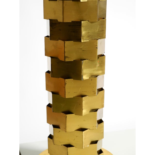 Gold Large Brass Table Lamp with an Illuminated Base by Vereinigte Werkstätten, 1960s For Sale - Image 8 of 18