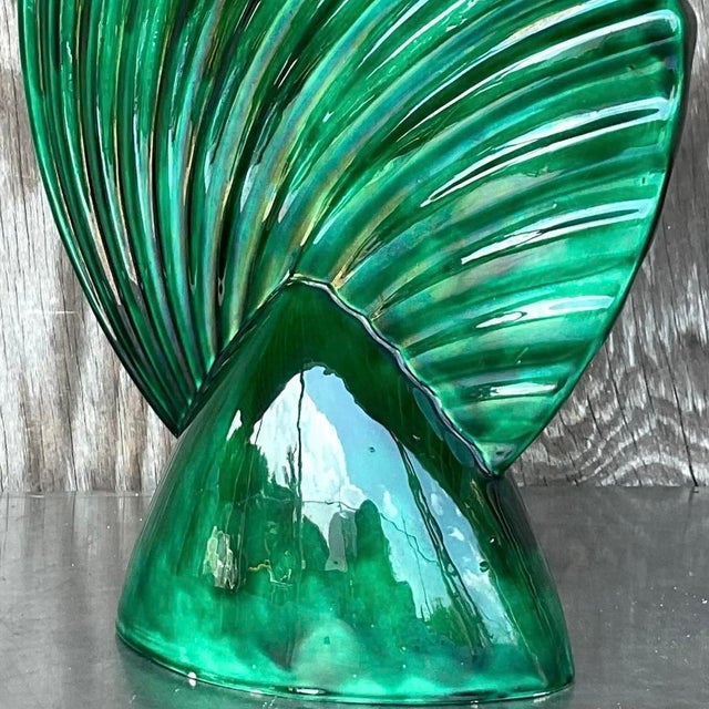 Mid 20th Century Vintage Glazed Ceramic Gladiola Vase For Sale In West Palm - Image 6 of 13