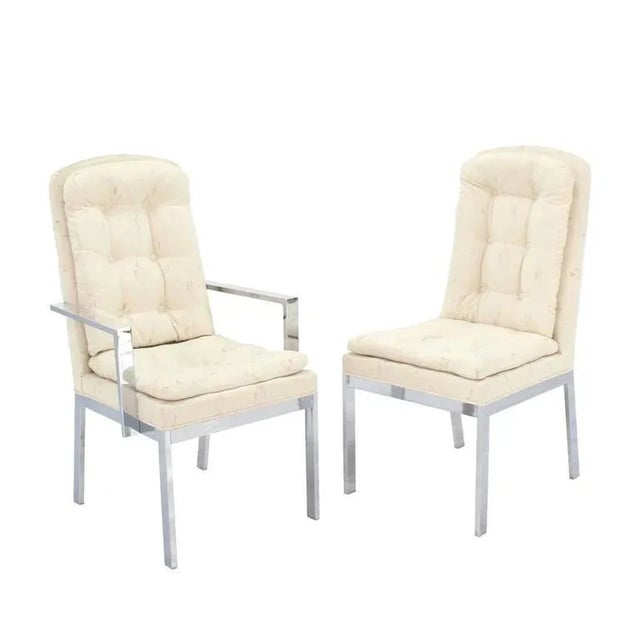 Set of six Mid-Century Modern chrome dining chairs.