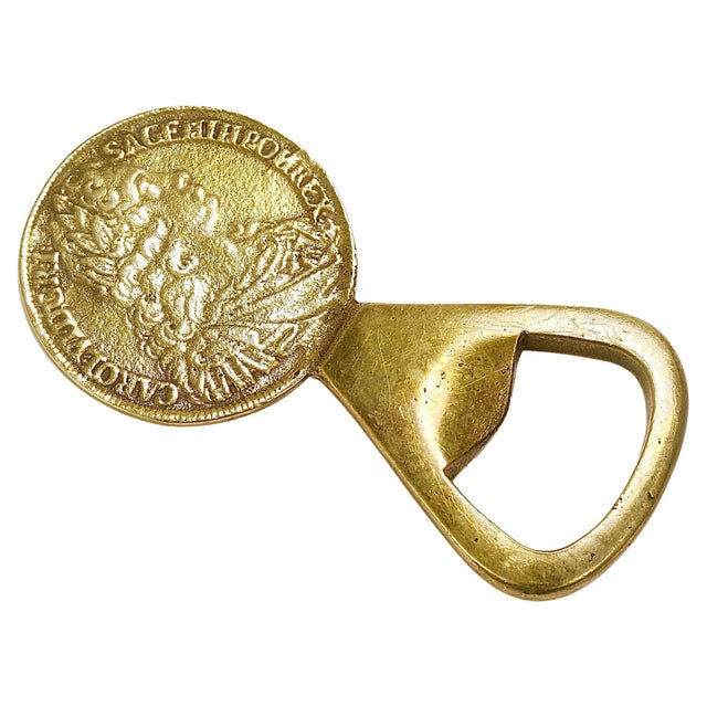 Maria Theresia Coin Bottle Opener in Brass attributed to Carl Auböck, Austria, 1950s For Sale - Image 14 of 14
