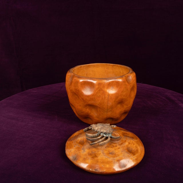 Carved Pear Wood Lidded Box with Bronze Crab by Aldo Tura, 1940 For Sale - Image 15 of 18