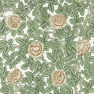 Morris & Co Rambling Rose Wallpaper in Leafy Arbour/Pearwood For Sale