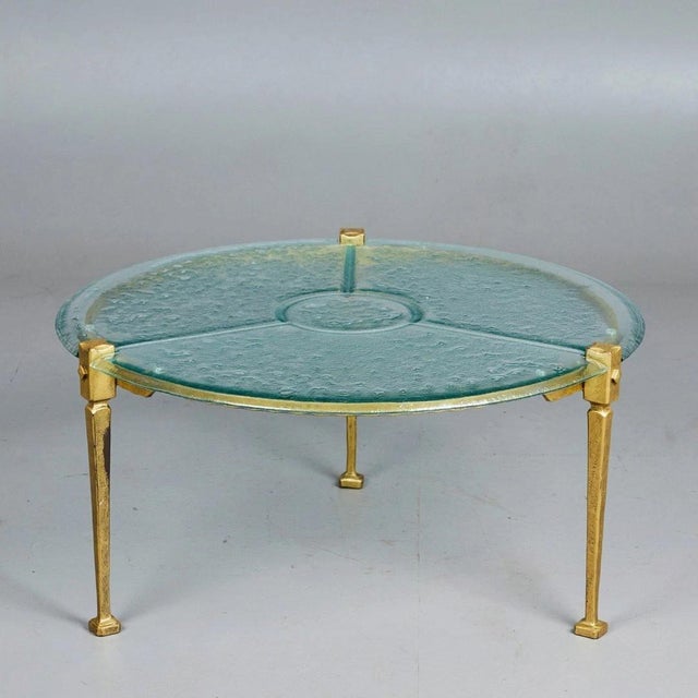 Gold Vintage Brutalist Coffee Table in Wrought Iron and Glass, 1980s For Sale - Image 8 of 8