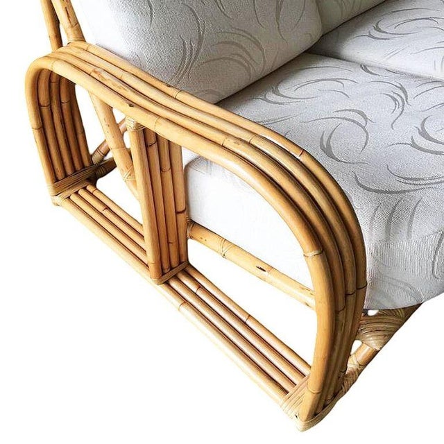 Wood Restored Paul Laszlo Designed Rattan 4-Strand Sectional Settee by by Ficks Reed For Sale - Image 7 of 11