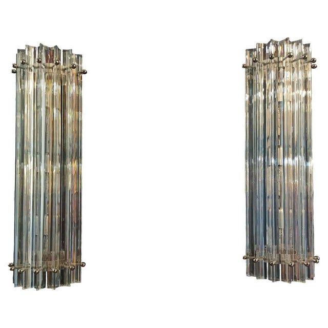 Vintage Murano Wall Sconce Iridescent Triedri Glass, Murano, 1890s, Set of 2 For Sale - Image 16 of 16