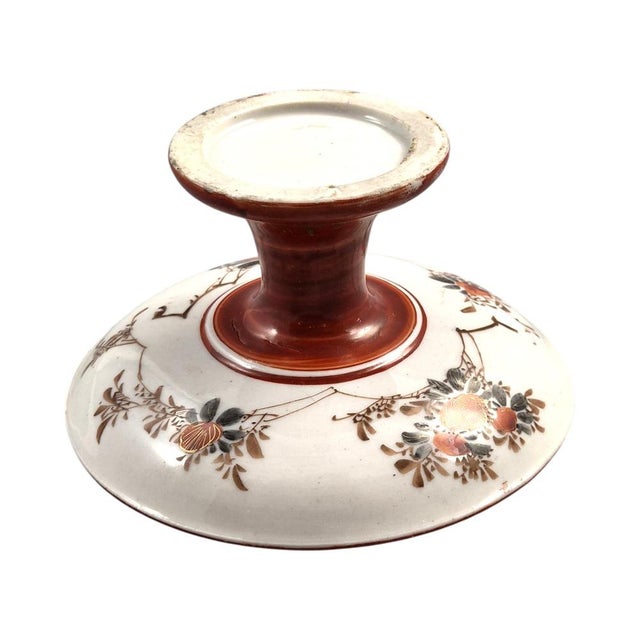 Meiji Japanese Kutani Aka-E and Kinran-De Teapot with Vase Stand, 1890, Set of 2 For Sale - Image 6 of 18