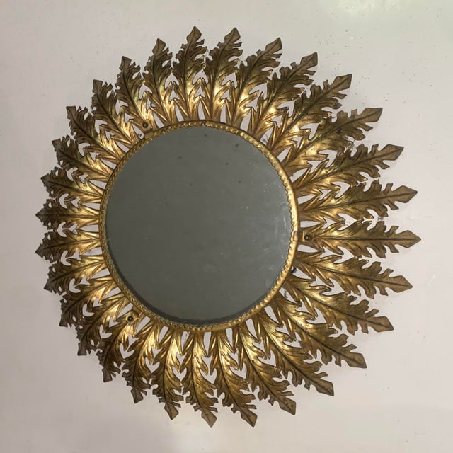 Mid-Century Modern Vintage Italian Gilded Sunburst Mirror, 1960s For Sale - Image 3 of 18