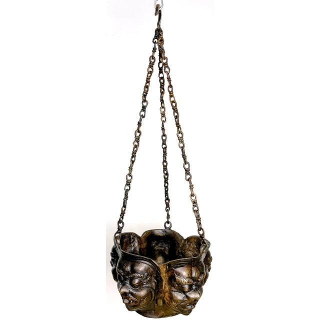 Tibetan Cast Bronze Panchmukhi Shiva Motif Hanging Cachepot/ Planter, 20th C. For Sale In West Palm - Image 6 of 12
