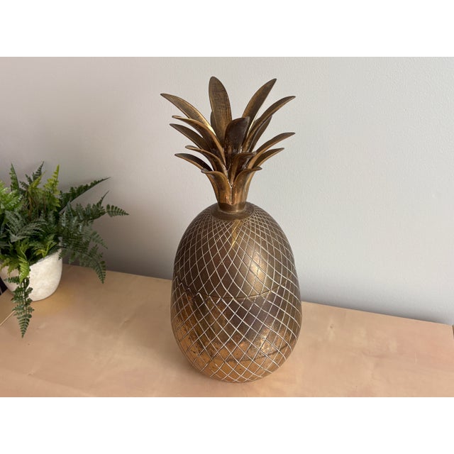 Mid 20th Century Hollywood Regency Brass Lidded Pineapple Ice Bucket For Sale - Image 10 of 10