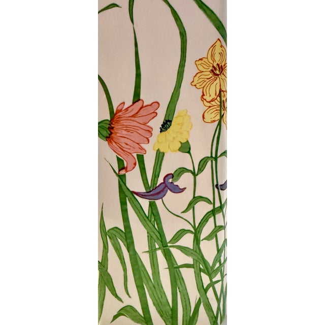 1970's Botanical Hexagonal Table Lamp Cottage Style For Sale - Image 9 of 11