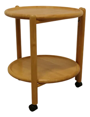 Mid-Century Pine 2-Tier Lazy Susan Trolley, 1960s
