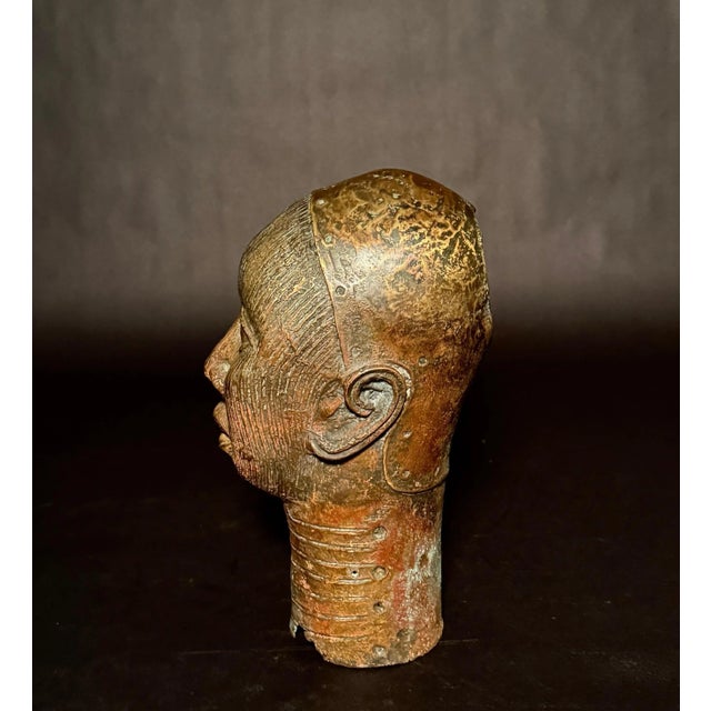 Early 20th Century Ife-Style Yoruba Bronze Portrait Head, Nigeria For Sale - Image 4 of 8