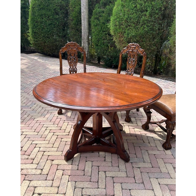 Late 20th Century Woodland Round Solid Wood Dining Table For Sale In Miami - Image 6 of 7