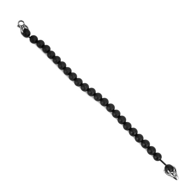 Early 21st Century Men’s David Yurman Sterling Silver 8mm Black Onyx Spiritual Beads Link Bracelet For Sale - Image 5 of 8