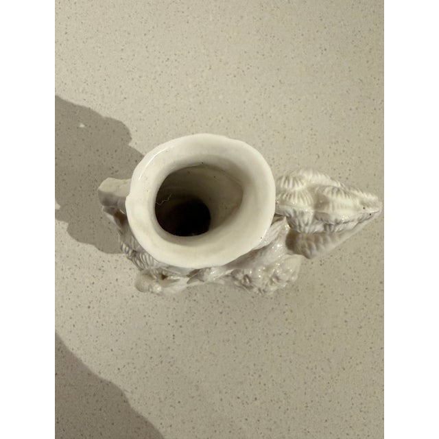 1970s Vintage White Porcelain Crane & Foliage Sculptural Vase For Sale - Image 5 of 6