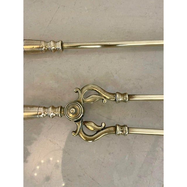 Antique Victorian Quality Brass Fire Irons, 1860s, Set of 3 For Sale - Image 3 of 8