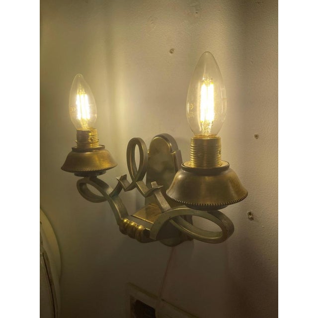 1940s French Art Deco Bronze Wall Sconces from Liberos Paris, 1940s, Set of 2 For Sale - Image 5 of 10