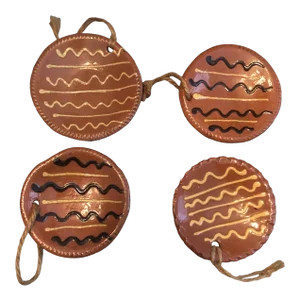 Vintage Red Ware Ornaments - Set of 4