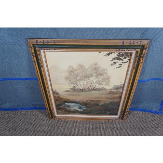 Vintage Realist Woodland Oil Landscape Painting Signed and Framed For Sale - Image 10 of 13