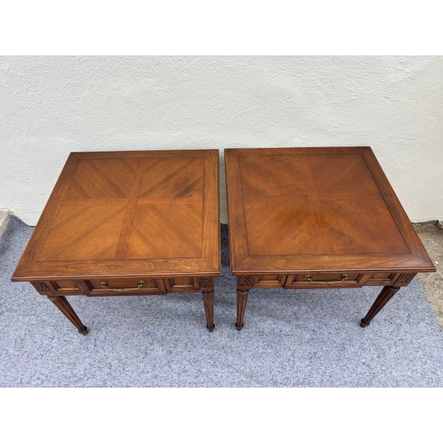 Mid-Century Modern Vintage Pair of Hekman Side / End Tables / Nightstands For Sale - Image 3 of 12