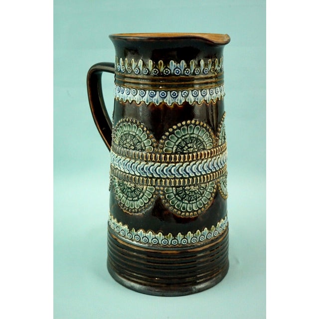 Majolica Ceramic Jug Vase with Bas-Relief from by Royal Doulton Lambeth, England, 19th Century For Sale - Image 6 of 18