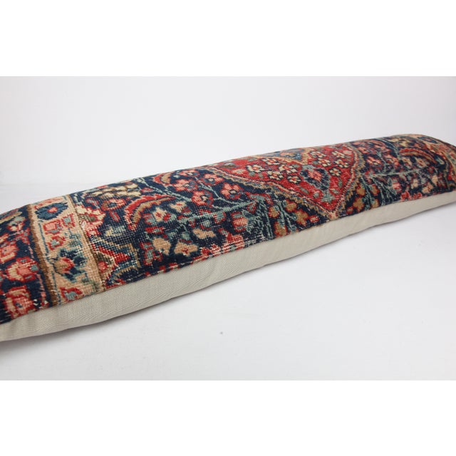 Art Deco Authentic Antique Persian Rug Cushion Cover – Hand Knotted Wool on Cotton -14'' X 47'' For Sale - Image 3 of 11