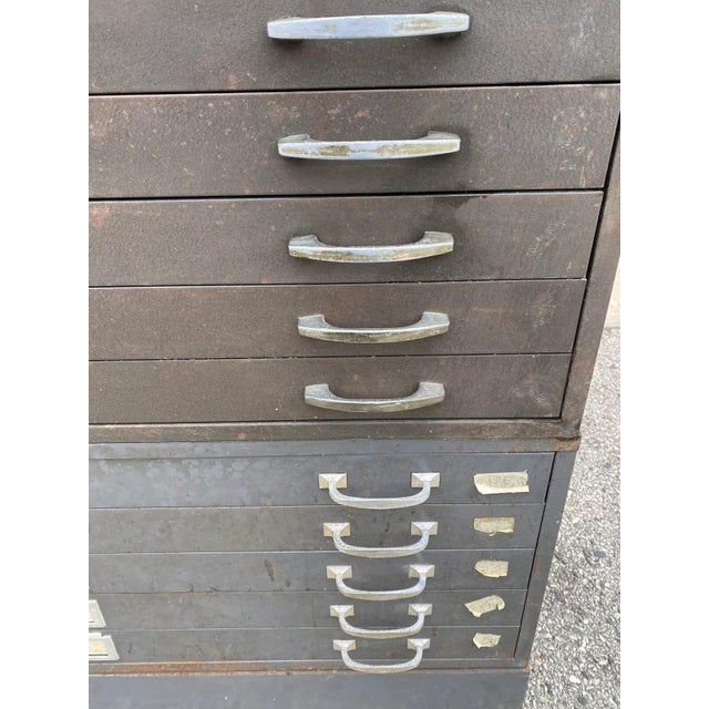 Gray Vintage Cole Steel Metal Industrial Stacking Flat File Map Cabinet W/ 10 Drawers For Sale - Image 8 of 12