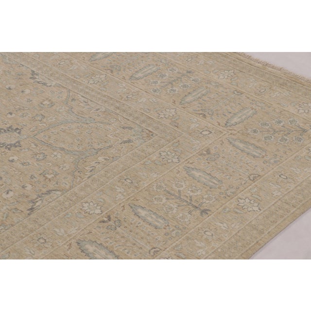 Traditional Rug & Kilim’s Oushak-Inspired Rug, Creamy Beige With Blue Floral Patterns For Sale - Image 3 of 10